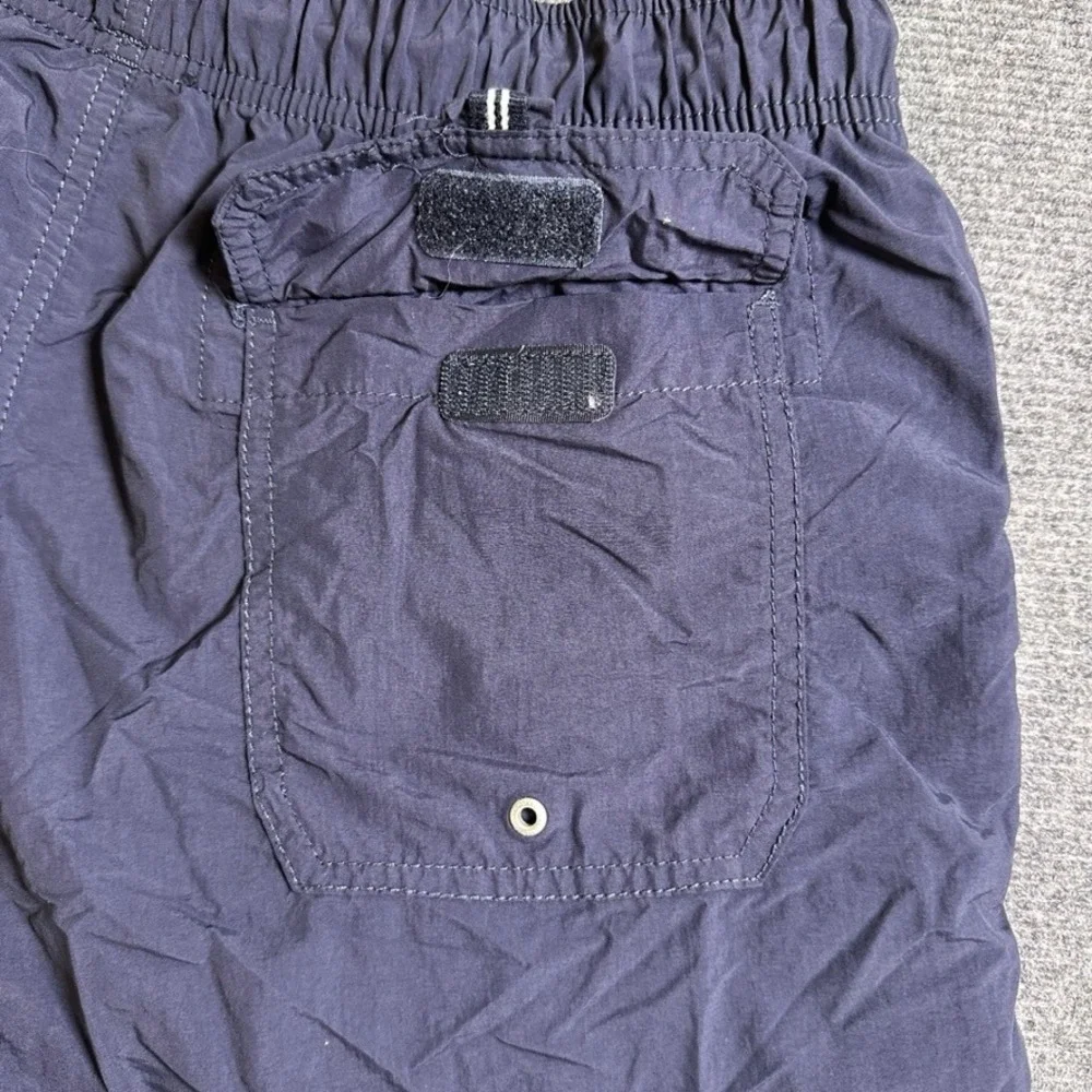 Nautica Mens Navy Blue Striped Swim Trunks Mesh Lined Board Shorts Size M